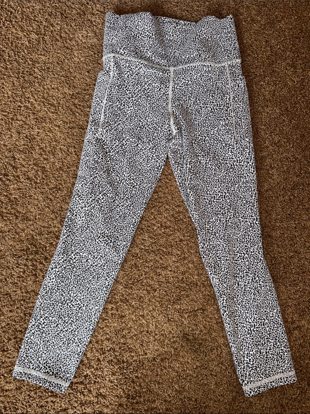 Athleta White and Black Speckle Girls' Active Leggings